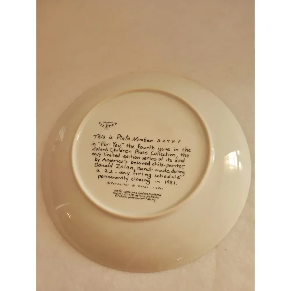 Vtg 1981 Pemberton & Oakes For‎ You by Donald Zolan Plate w/ COA & Box #3294F
